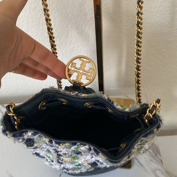 Tory Burch Multi Colored Fleming Soft Mini Tweed Bucket Bag - Picture 7 of 8